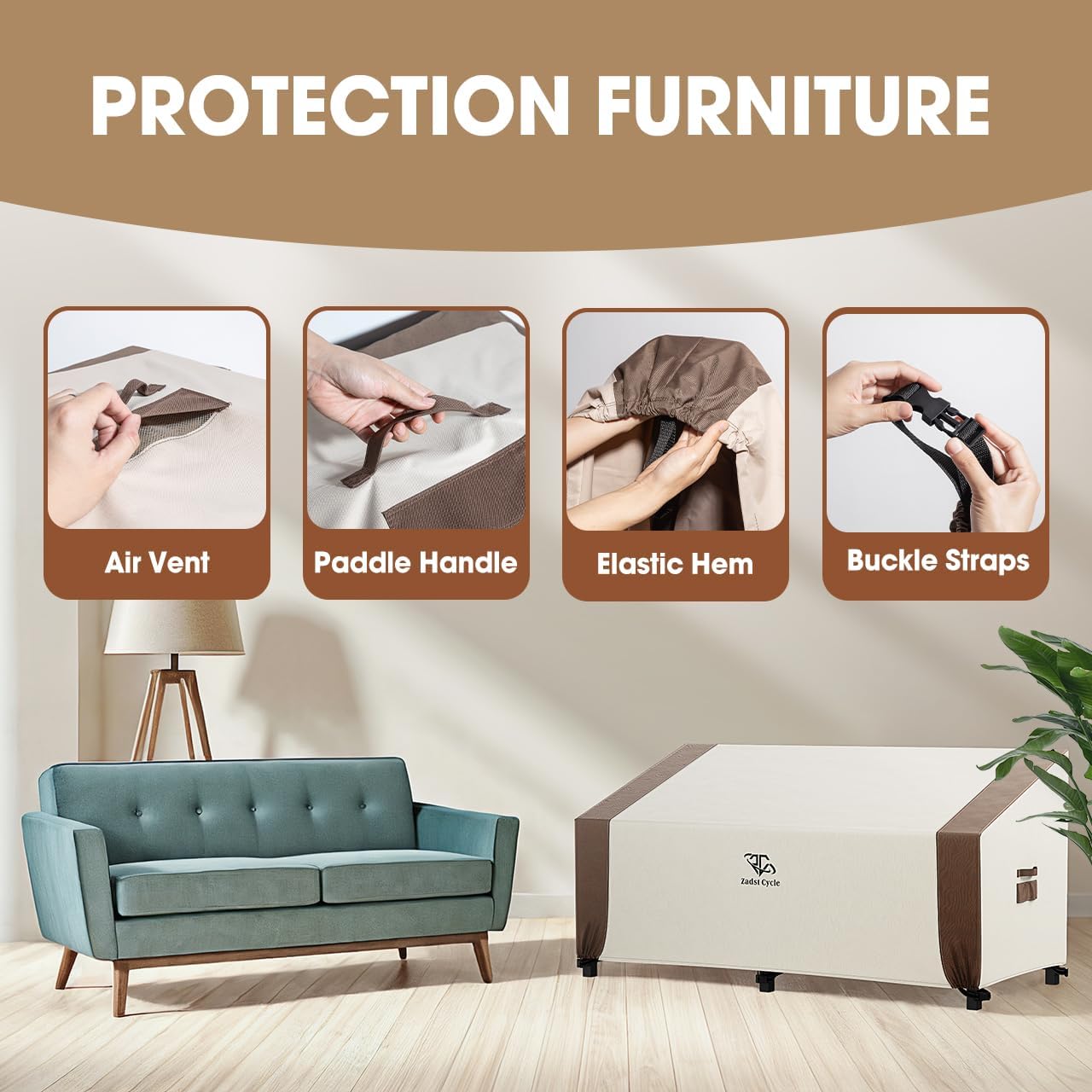 Outdoor Furniture Cover, 70 inch Patio Sofa Cover Waterproof, Patio Furniture Cover for Loveseat Sofa and 3 Seat Couches, Anti-UV, Water Resistant, Tear Resistant, Large, 1 Pack, Brown