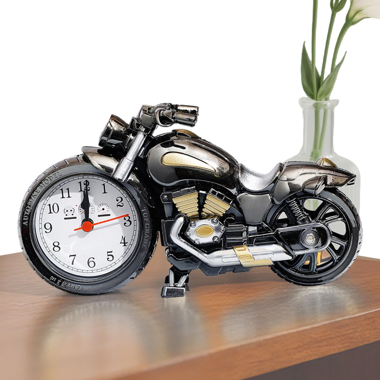 Orologio da scrivania vintage, sveglia a batteria, sveglia per moto con campanello forte, portatile retrò da scrivania con struttura robusta, decorazione per casa e ufficio con stile divertente