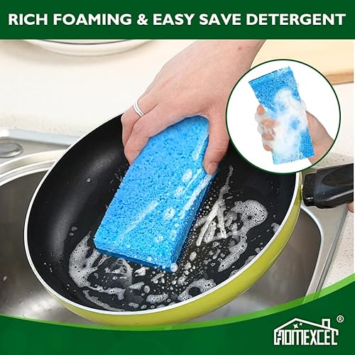 Miniatura 7 de HOMEXCEL Esponja de platos extra grande para limpieza, segura en utensilios de cocina antiadherentes, esponjas XL antiarañazos para cocina, 6