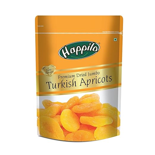Happilo Dried Premium Turkish Apricots 200 g | Vegan, Sun Dried Apricots | Gluten Free & Sodium Free | Add in your Healthy Recipes