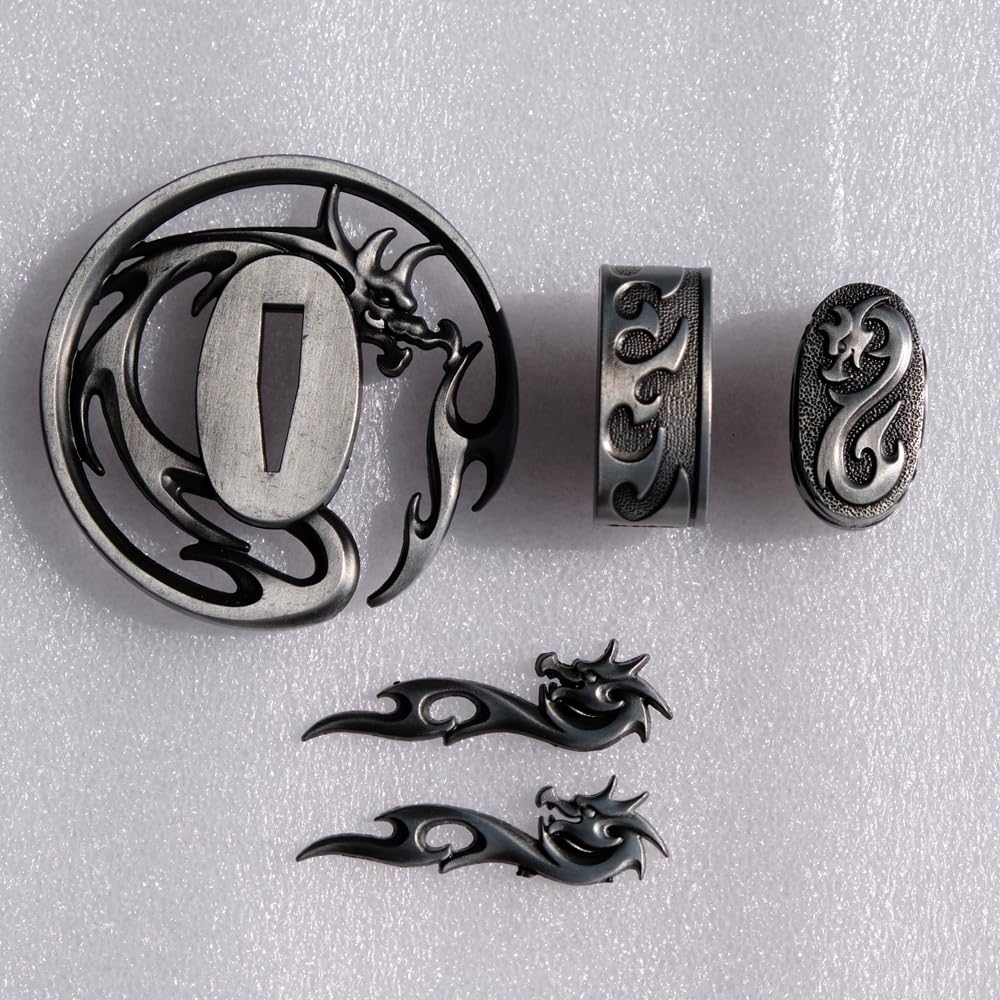 JAPANESE SAMURAI SWORD KOSHIRAE – TSUBA FUCHI KASHIRA MENUKI HJ81-HJ105 (HJ103, 3.14in-3.54in, 2.75in-3.14in,) — image 1