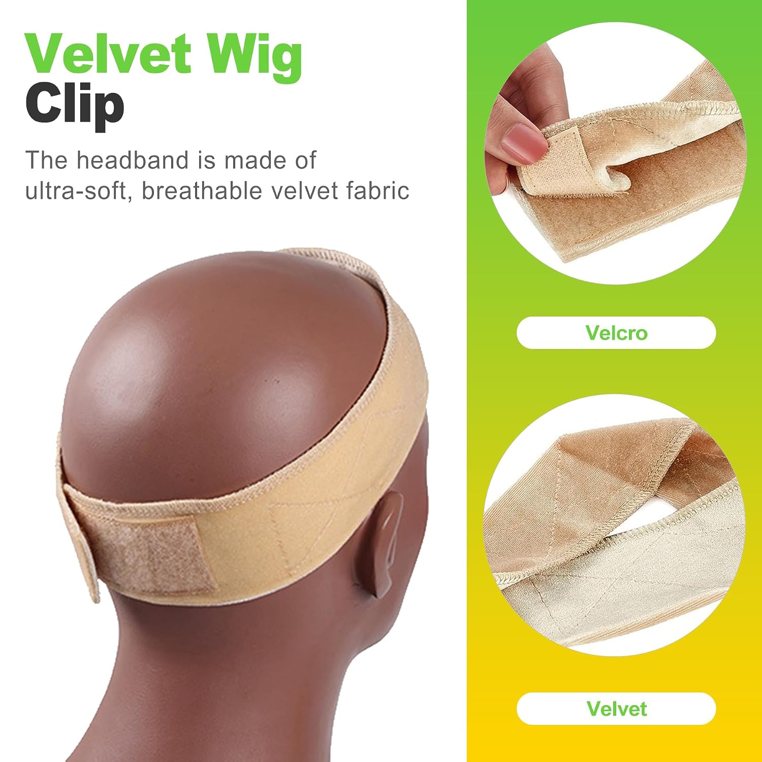 6 Pack Adjustable Velvet Wig Grip Band No Slip Headband for Secure Fit Comfortable Wig Bands for Women All Day Wear Hair Accessories Includes 2 Wig Bands and 4 Wig Caps