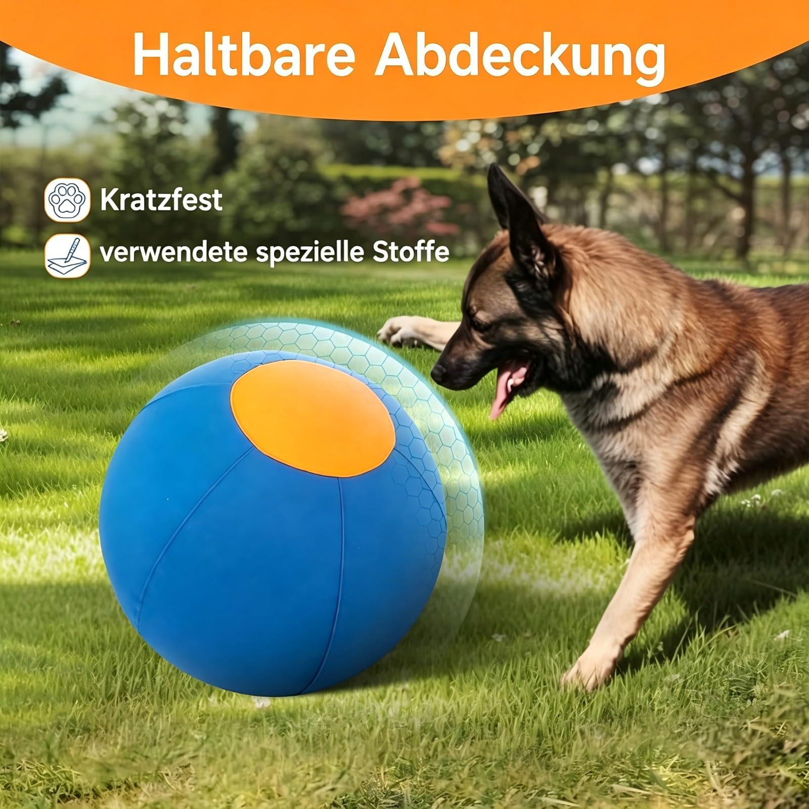 LentivaNorden Original Treibball, Treibball Für Hunde, Interaktives Hundeball für Innen und Außenbereich (Blau,L:65CM)
