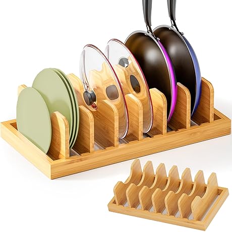 Bamboo Pan Lid and Sheet Storage Rack