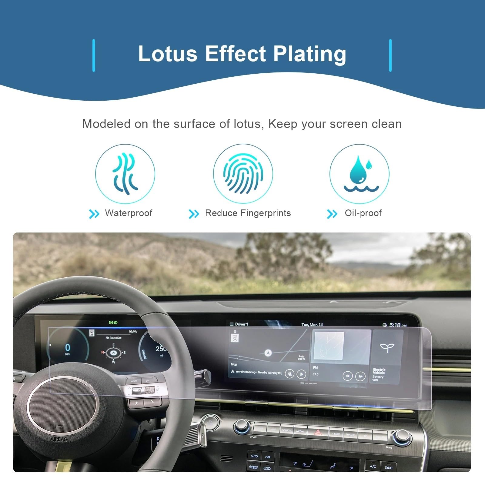 Ochraniacz ekranu do Hyundai Kona SX2 2023 nawigacja LCD (kierownica po