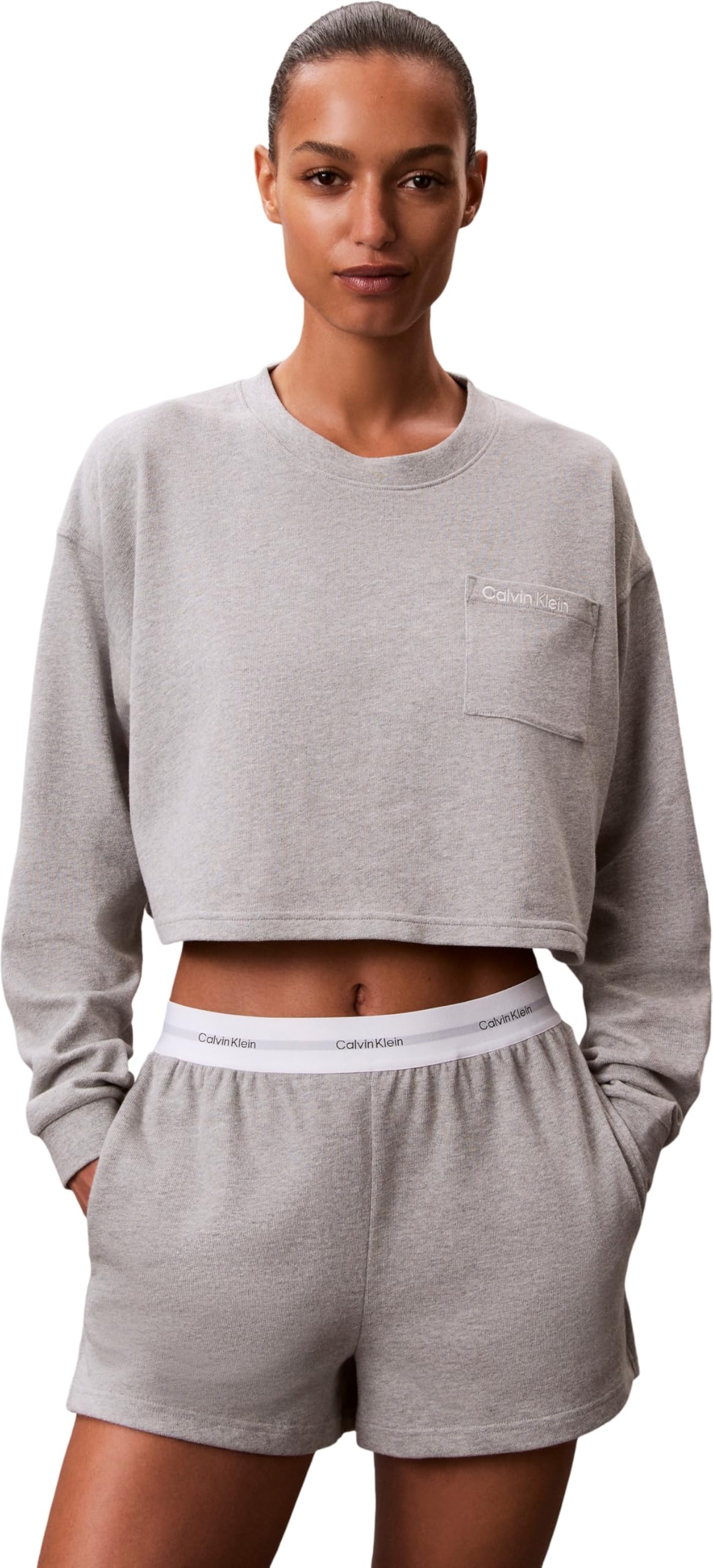 Calvin Klein Damen Sweatshorts Logo Jersey mit Logobund