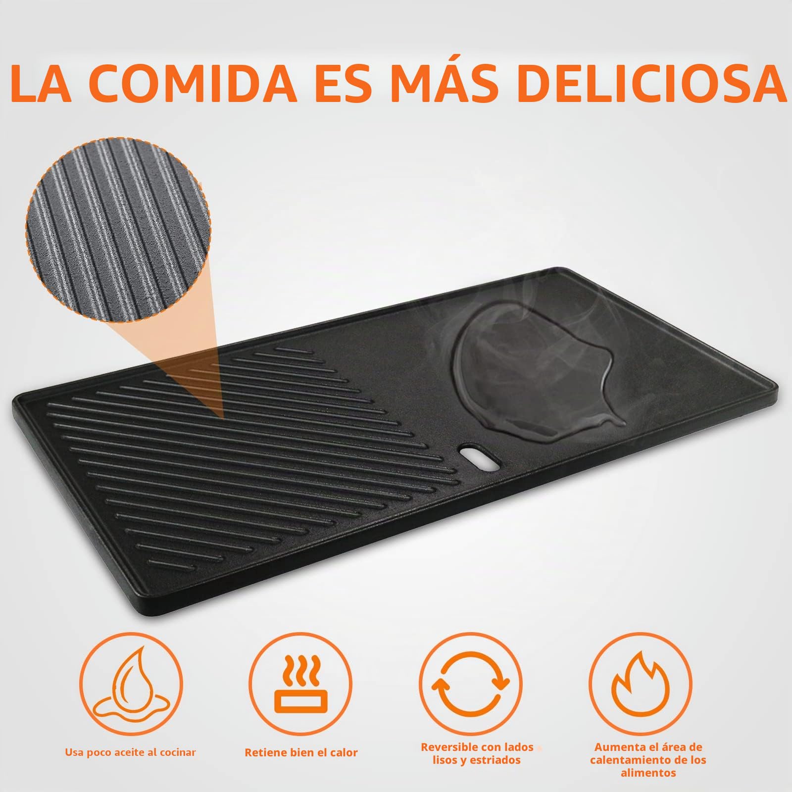 Plancha para barbacoa Denmay 13191 para 2 quemadores Landmann EMAILLEE Triton, plancha de hierro fundido para asar a gas, huevo, carne, freír, plancha para barbacoa