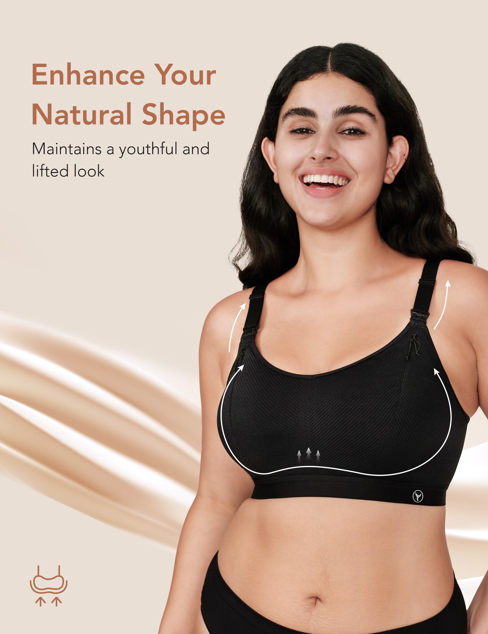 HOFISH Reggiseno di pompaggio a mani libere reggiseno sportivo da donna senza cuciture imbottito per allattamento maternità reggiseno per gravidanza/allattamento al seno/allenamento S-2XL