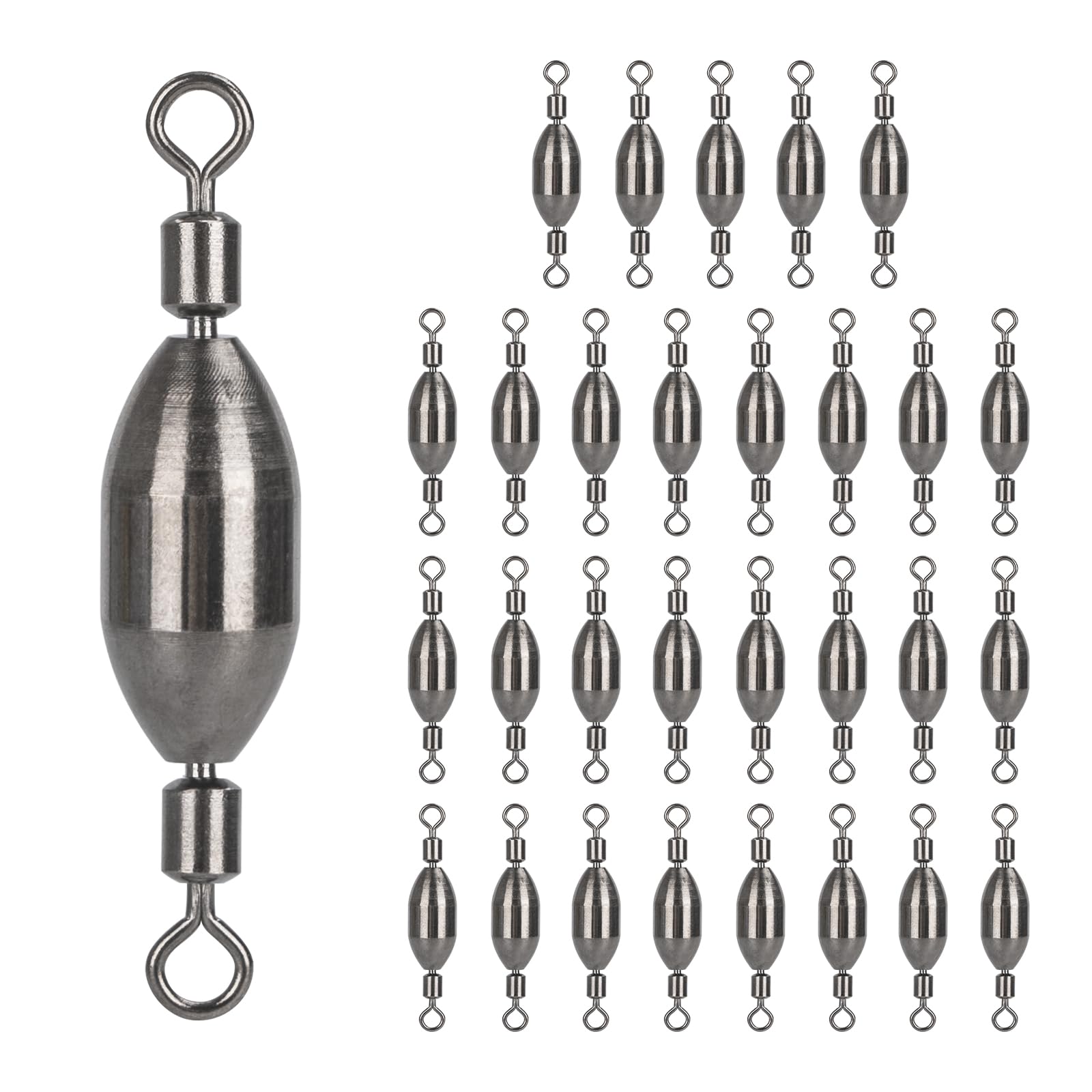 THKFISH Brass Fishing Sinker Swivel, 5 Size Trolling Sinkers Swivel Weights Quick Set Up Lead Fishing Sinker with Inner Swivel Rolling for Fishing Saltwater Freshwater,1/32-1/2 OZ
