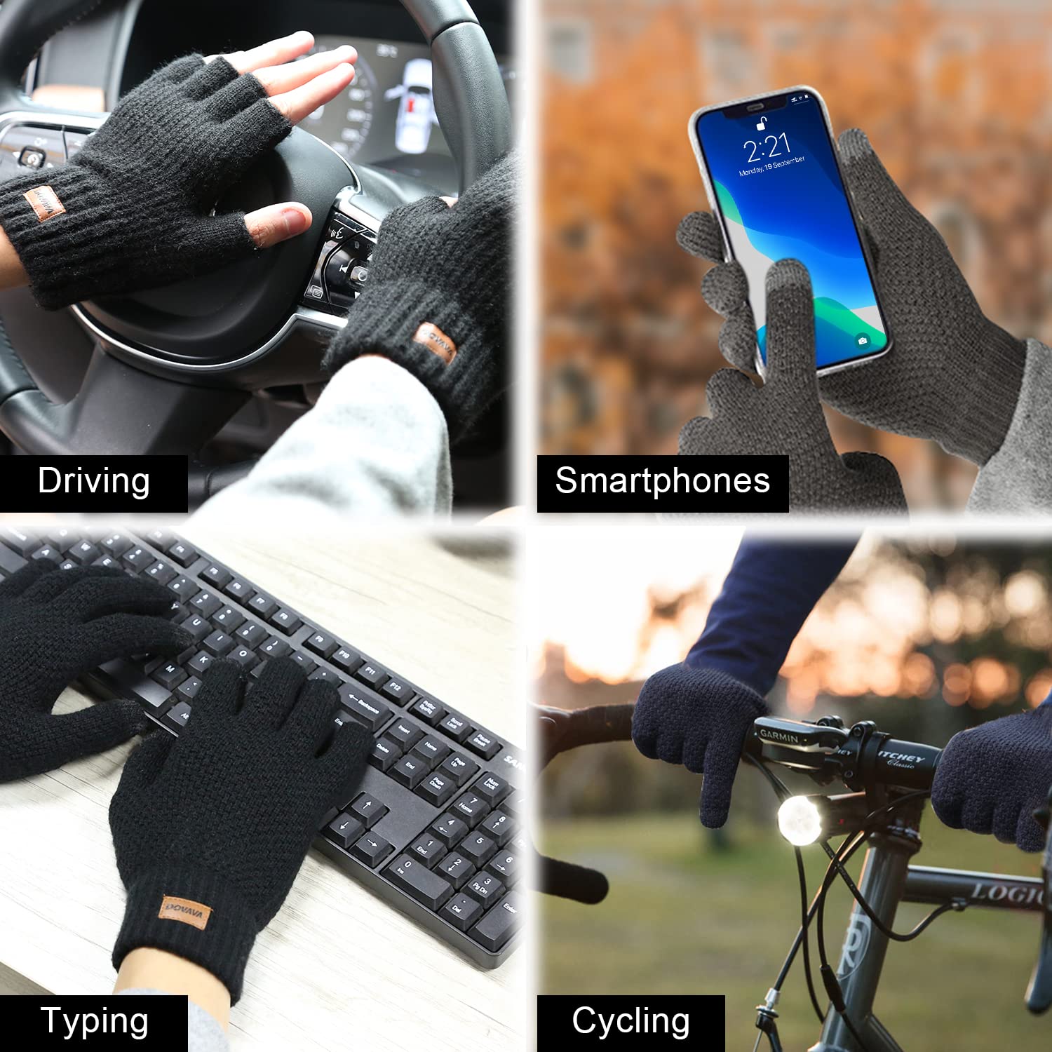 Milduall Guanti Uomo Invernali Touchscreen – Caldi, Antiscivolo e Antivento per Ciclismo e Sport All'Aperto (Grigio