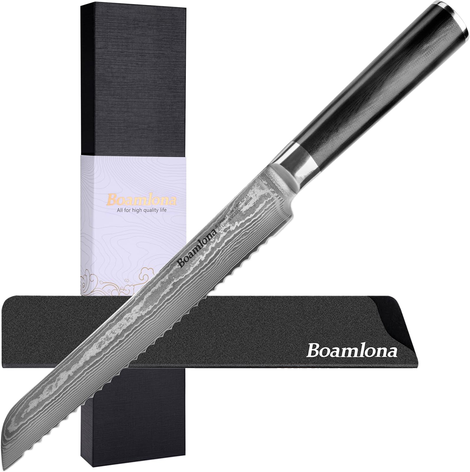 Huusk Serrated Bread knife 8 inch, Upgraded Carbon Steel