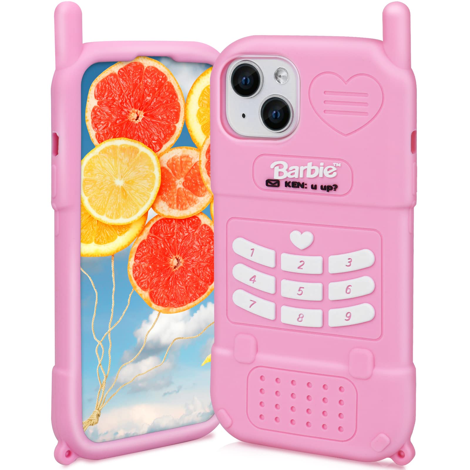 DanzelSilicone Case for iPhone 13 6.1", Cute Cartoon Cover, Kawaii Pink Retro Shell, Shockproof Retro Classic Cellular Phone Case for Girls Women