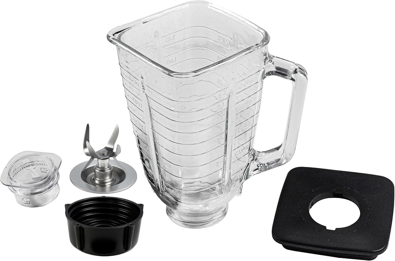 HQRP Glass Square Replacement Blender Jar Set, 4.5" Top Compatible with Oster Osterizer Blender Models, 5-Cup, 1.25L Pitcher, 0.33 Gallon Capacity