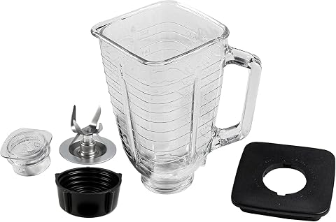 HQRP Glass Square Replacement Blender Jar Set, 4.5" Top C...