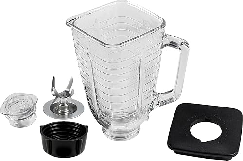 HQRP Juego de tarros de repuesto cuadrados de vidrio, parte superior de 4.5 pulgadas, compatible con modelos de licuadora Oster Oster, 5 tazas,
