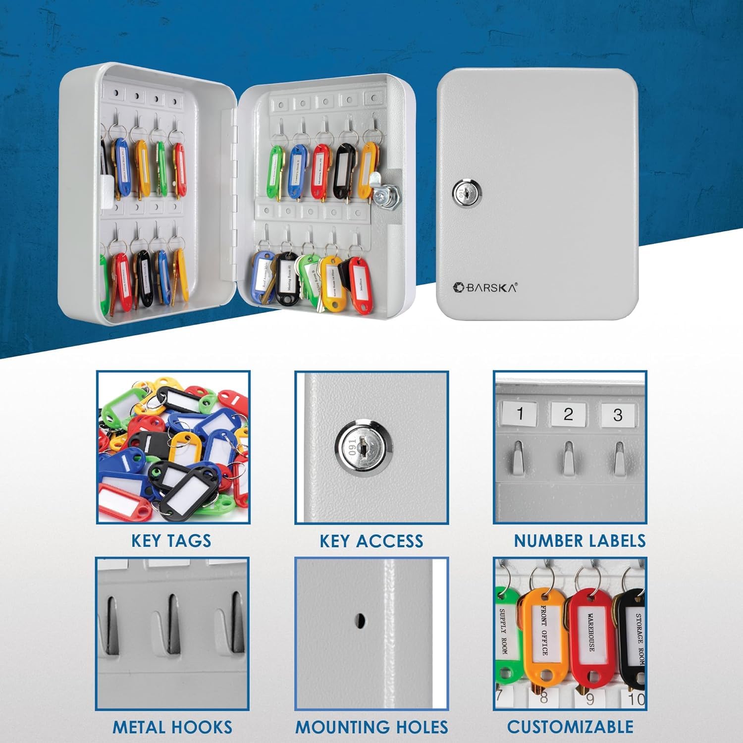 Key Boxes, Key Cabinet, Key Cabinet Wall Mount, Steel Materials Anti Scratch Practical Strong Storage Tools, Suitable For Property Managers, Car Dealers, Repair Shops(Single Box Without Key Tag) 2