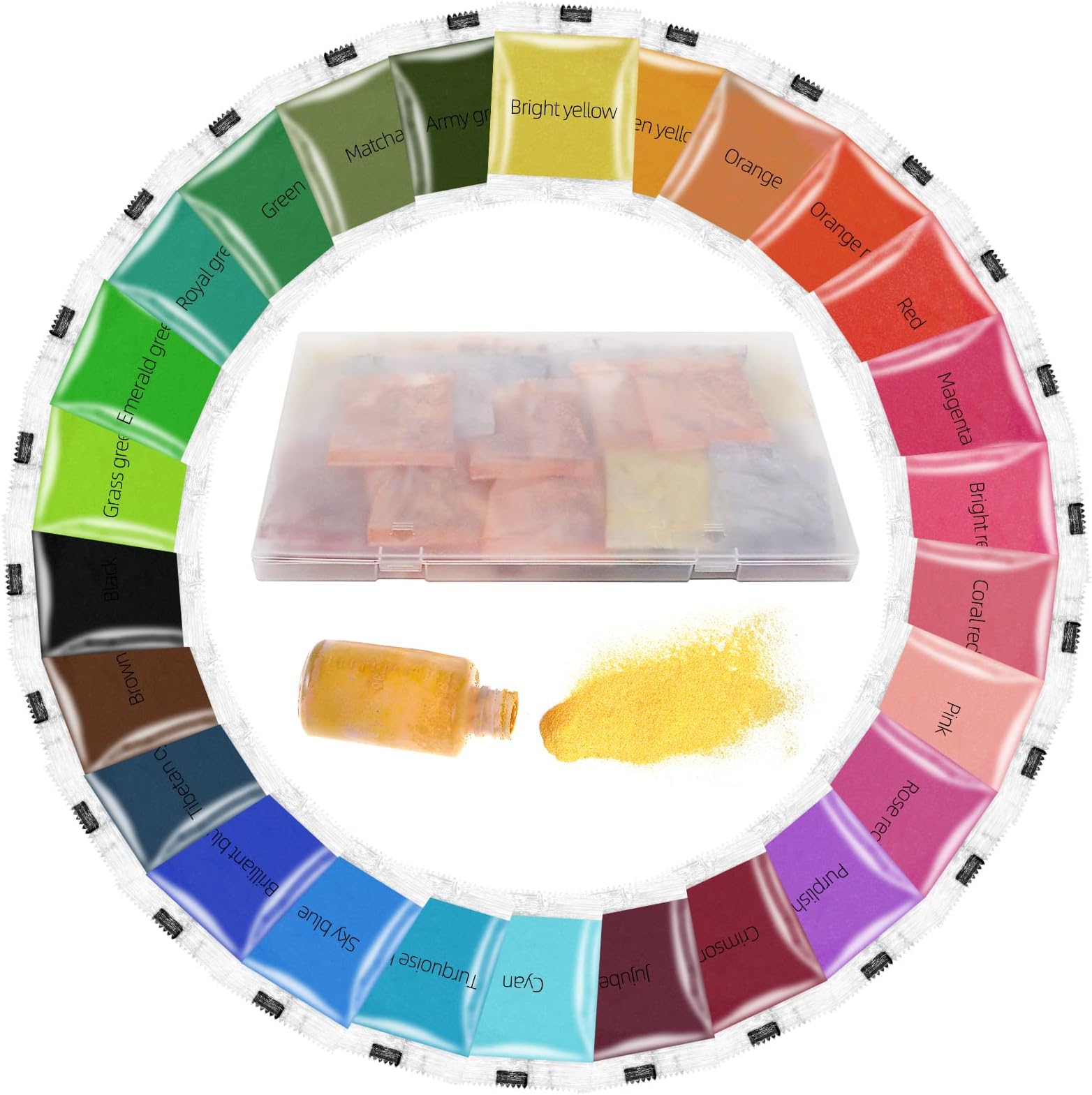 QCQHDU Tie Dye Powder, 26 Colors Dye Packets, Color Powder Packets Bright Fabric Dye, Tie Dye Party Supplies Suitable for Children and Adults（26Pack,10G Per Pack）
