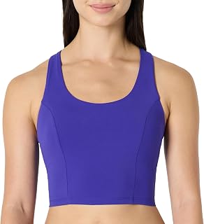 Amazon Essentials Women's Active Total Train Medium Support Racerback Gym Workout Crop Tank with Built-in Bra