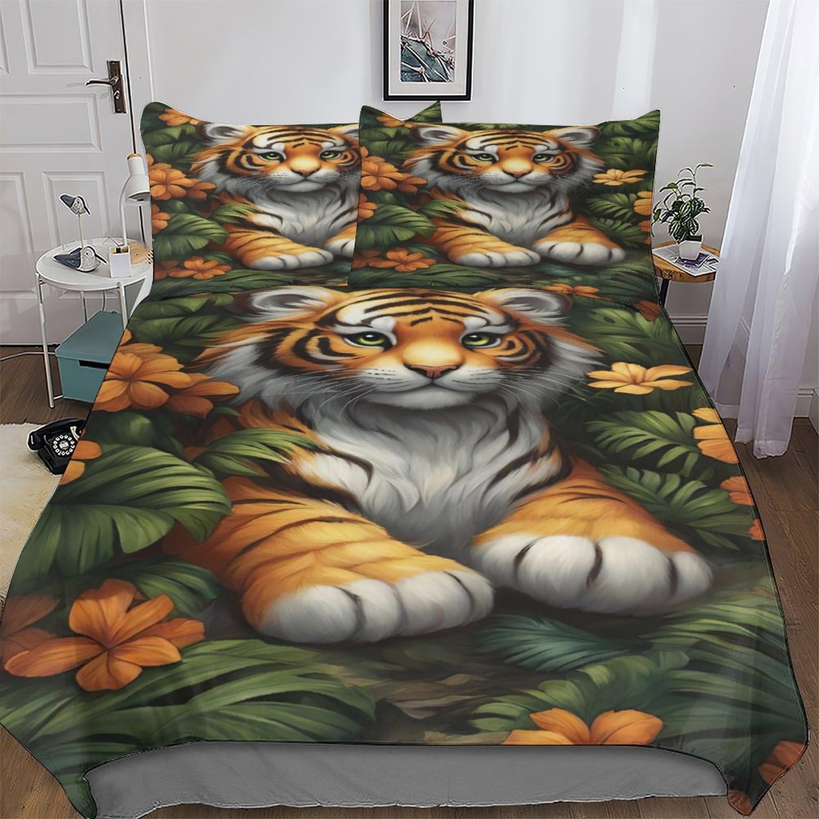 Housse de couette tigre 3D en microfibre premium douce King 220x240cm