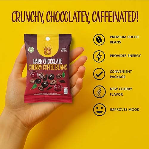 Miniatura 2 de Granos de café expreso cubiertos de cereza de chocolate oscuro, (2 onzas), paquete de 12