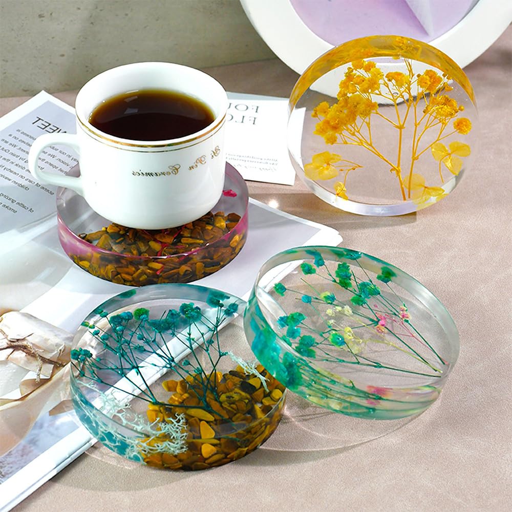 Moules en Résine Grands Moules en Silicone à 6 Cavités Moules Ronds en Silicone pour Dessous de Verre en Résine, Résine époxy, Décoration de la Maison