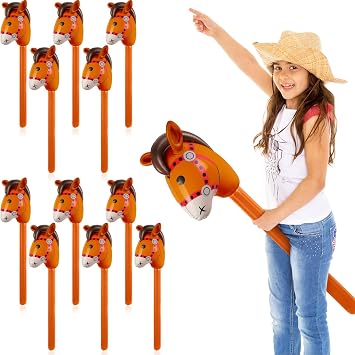 Chivao 12 Piece Stick Horse Inflatable Kids,Coffee Color