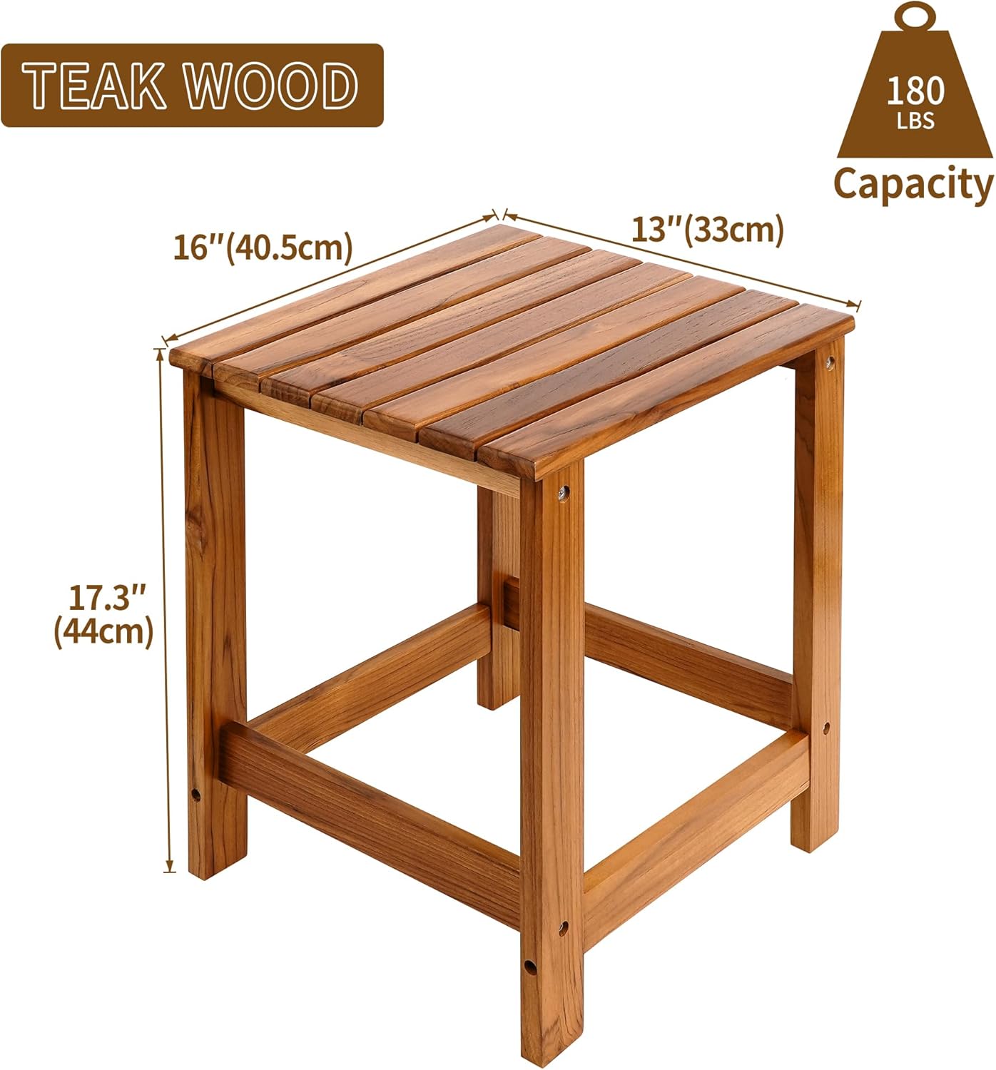 Utoplike Teak Outdoor Side Table for Patio, Pool Coffee Accent Table, Wood End Tables for Garden, Backyard, Bed, Living Room, Couch