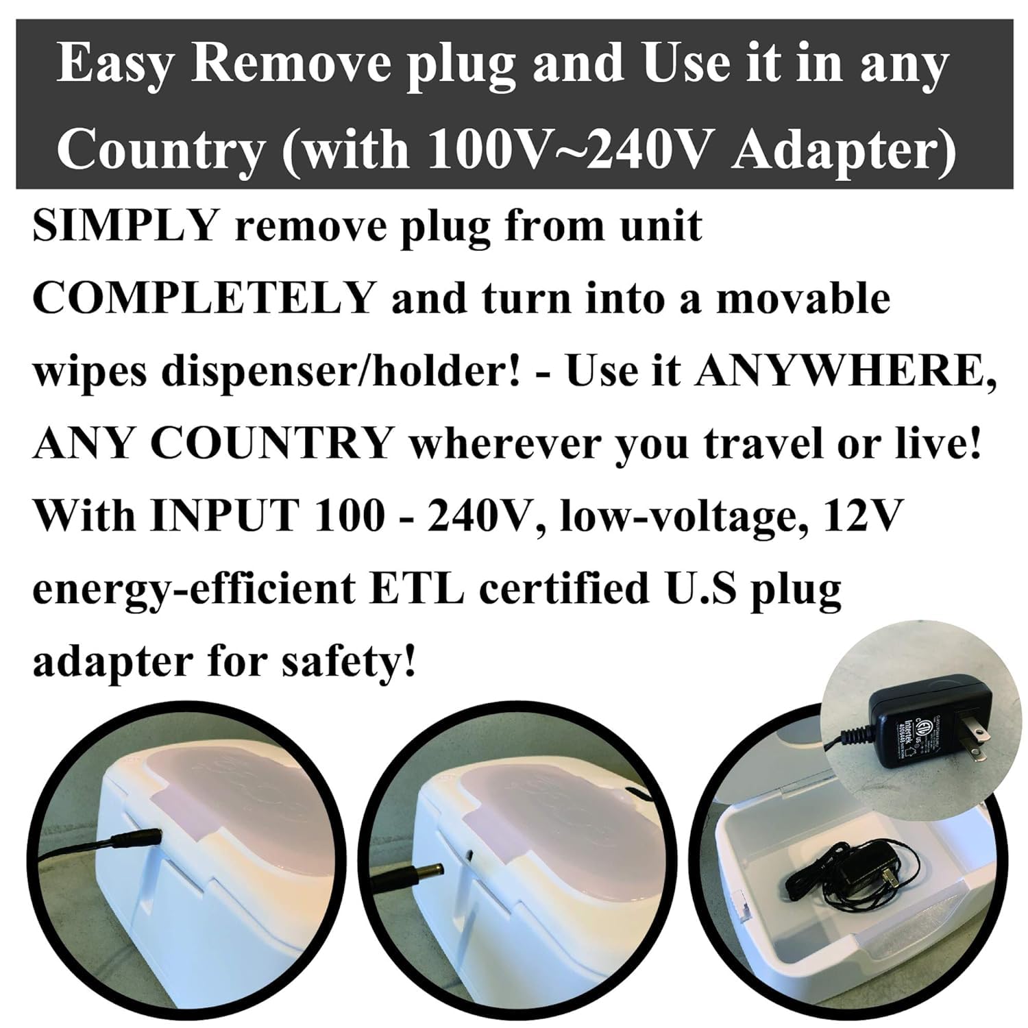 Baby Wet Wipe Warmer, Dispenser, Holder and Case - Easy Press On/Off Switch, Only Available at Amazon