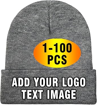 Custom Beanie Hats Personalized Beanies Knitted Hat Winter Hats Design Your Own Hat for Men Women with Text Image Skull Cap