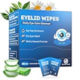 60PCs Eyelid & Lash Wipes with Hyaluronic Acid, Tea Tree Oil Eye Cleaser For Blepharitis, Itchy & Stye Eyes, Pre-Moistened Eyelid Wipes for Dry Eyes Relief, Daily Care Cleanser for Sensitive Eye