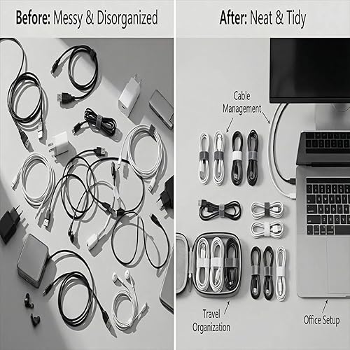 Miniatura 6 de Sujetacables de gancho y bucle, organización de cables debajo del escritorio, nuevo tipo ajustable de gancho estable, artículos esenciales para el