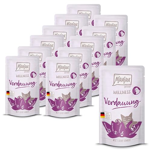 MjAMjAM - Comida húmeda para Gatos - Wellness - Digestión - Pollo, Pack de 12 (12 x 125g), sin Cereales