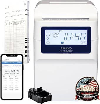 Amano MJR-Plus حساب ساعة الوقت لـ 100 موظف. يشمل تطبيق السحابة المجانية