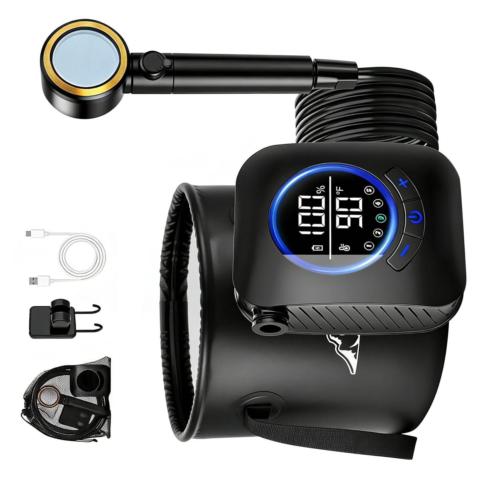 Portable Outdoor Shower with 20L Water Bag and 5 Water Modes Rechargeable Battery for Camping Hiking Beach Rechargeable Shower