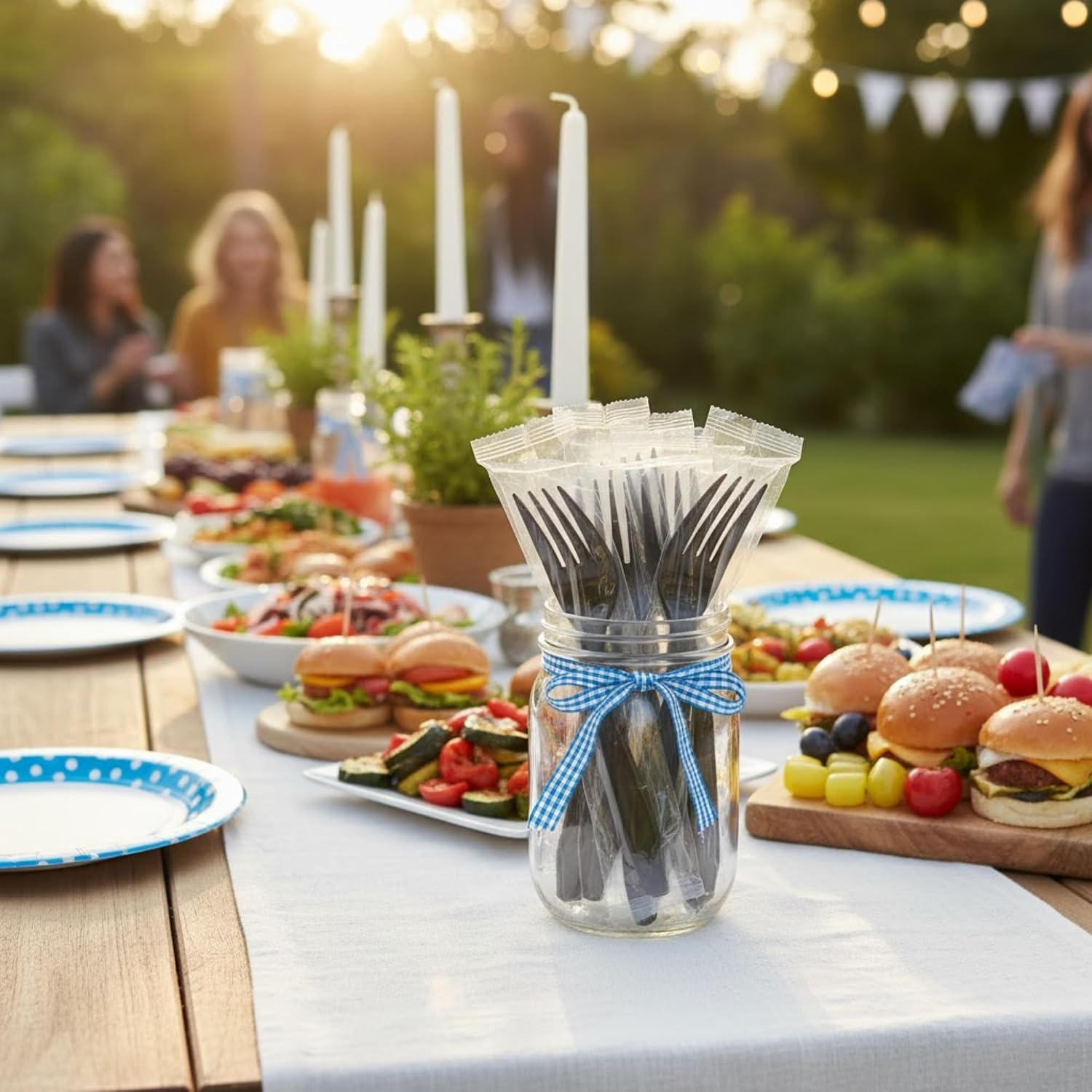 Black Plastic Forks 50 Count, Heavy Duty Disposable Forks Individually Wrapped, Sturdy Single-Use Plastic Utensils for Catering, Takeout, Parties, BBQ & Restaurant Supply