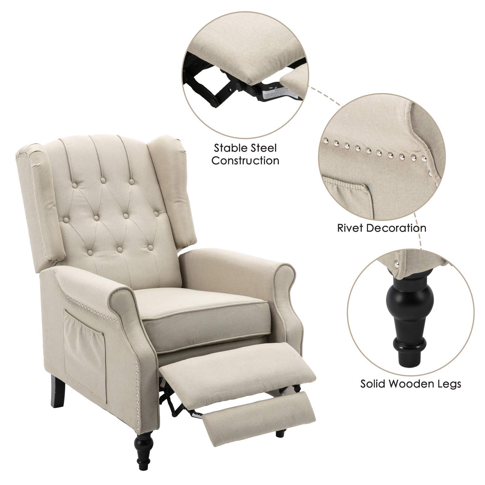 Buy Apepro Tufted Wingback Chair Arm Chair Accent Chair,Wall Hugger