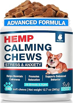 Calming Chews for Dogs180 Cts, Advanced m Dog Calming Chews, Anxity Rlief Treats Help with Separation, Composure, Barking, Thunderstorms, Strss Rlief,