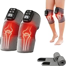 Electric Knee Massager for Pain Relief with 5 Heat & Vibration Levels, 3 in 1 Cordless Portable Knee Shoulder Elbow Brace with Adjustable Strap,Gifts for Athletes & the Elderly