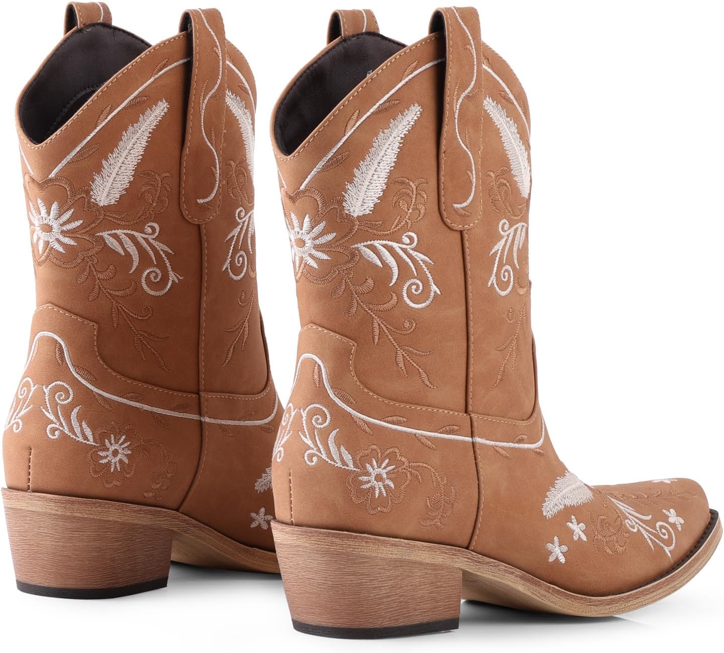 LingxiaUne Women's Cowboy Boots—Exquisitely Embroidered Western-Style Mid-Heel Boots for Women, Ankle Cowboy Boots For Women - Image 3