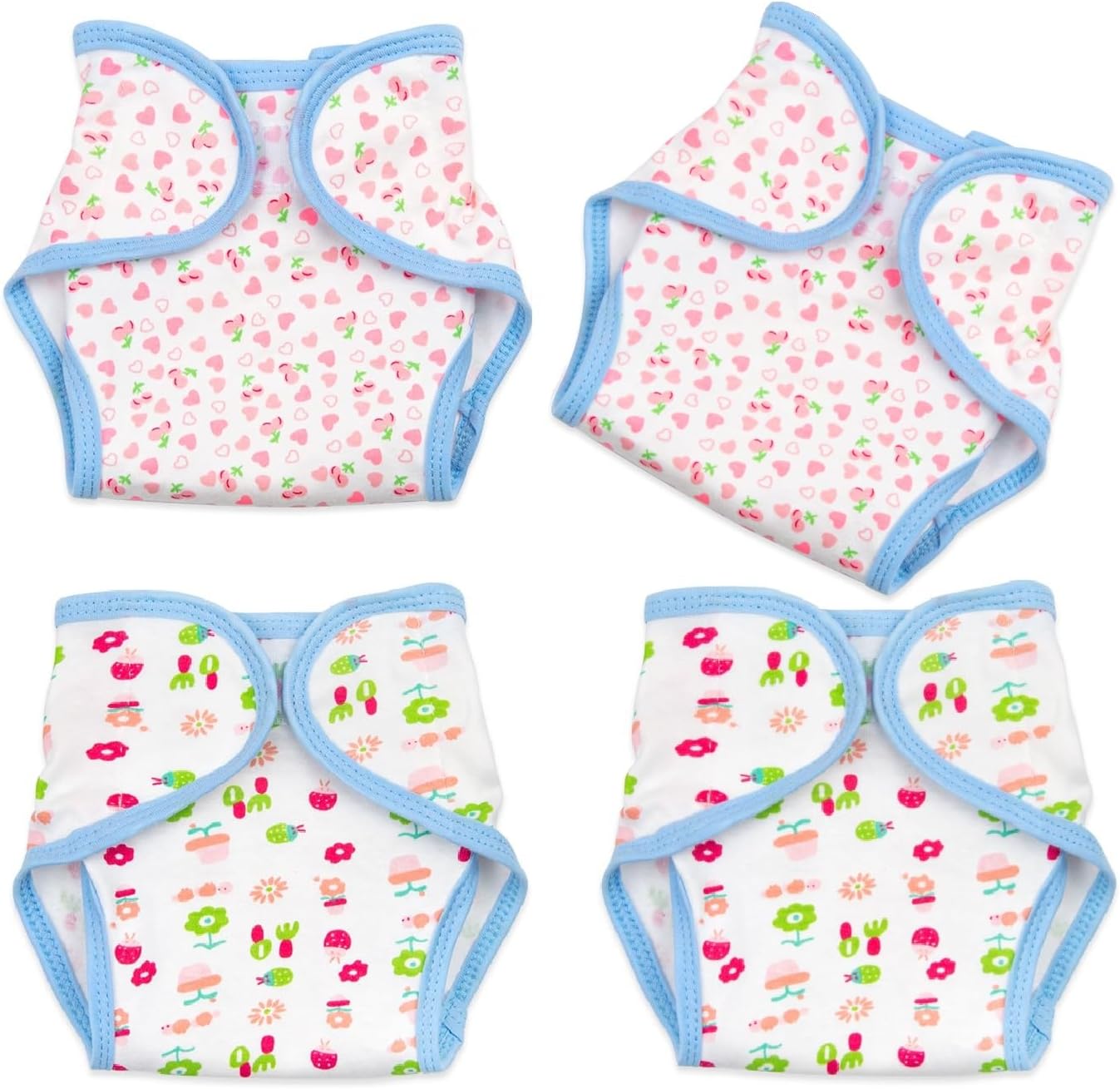 Reborn Baby Doll Diapers Underwear Accessories 4-Piece Pack for 17-22 inch Newborn Doll Reusable Washable