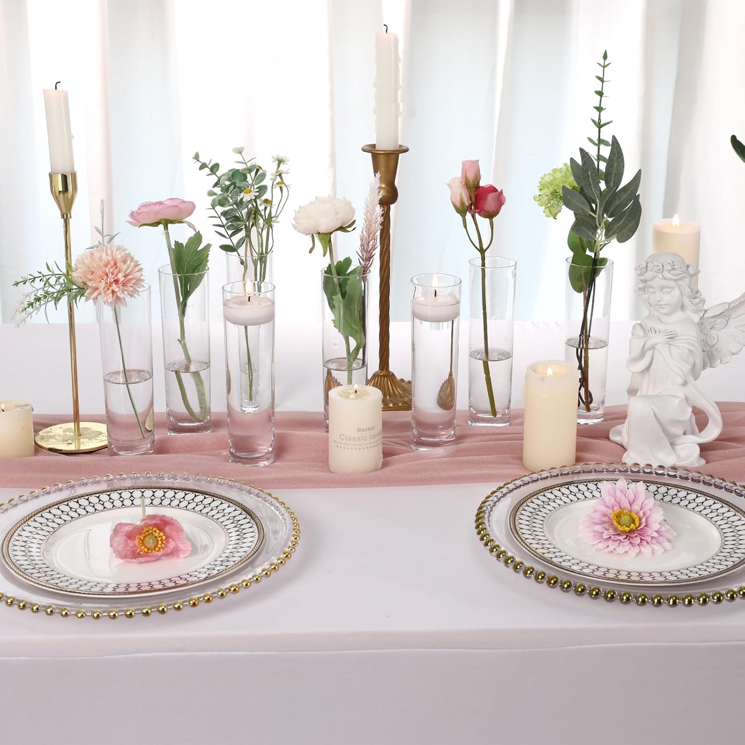 Fixwal 15 Pack Glass Cylinder Bud Flower Vases for Centerpieces Clear Small Glass Vases for Wedding Decorations,Handmade Clear Glass Vases for Party Decor,Cylinder Vases in Bulk for Home Decor - Image 4