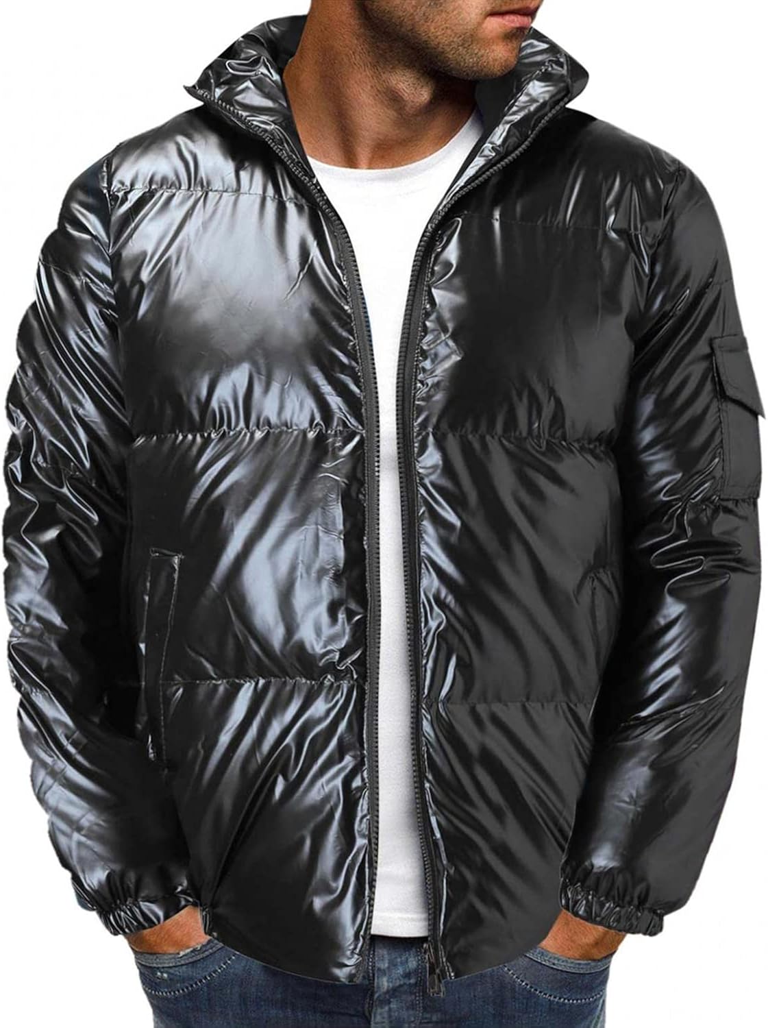mens shiny bubble jackets