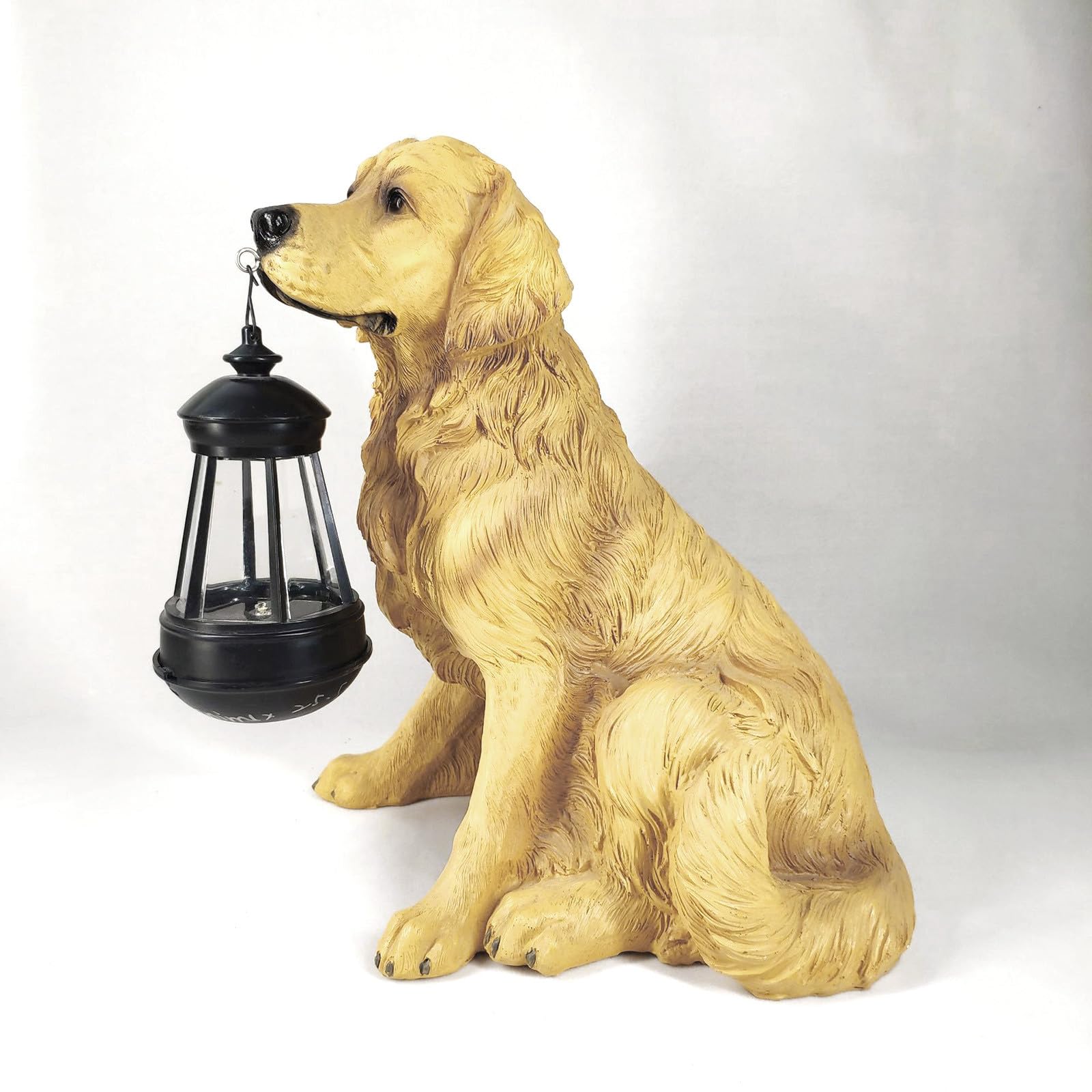 Estatuilla De Perro Con Luz Solar - Decoración De Jardín, Resina, Carga Solar, Automática, Ideal Para Patio O Césped