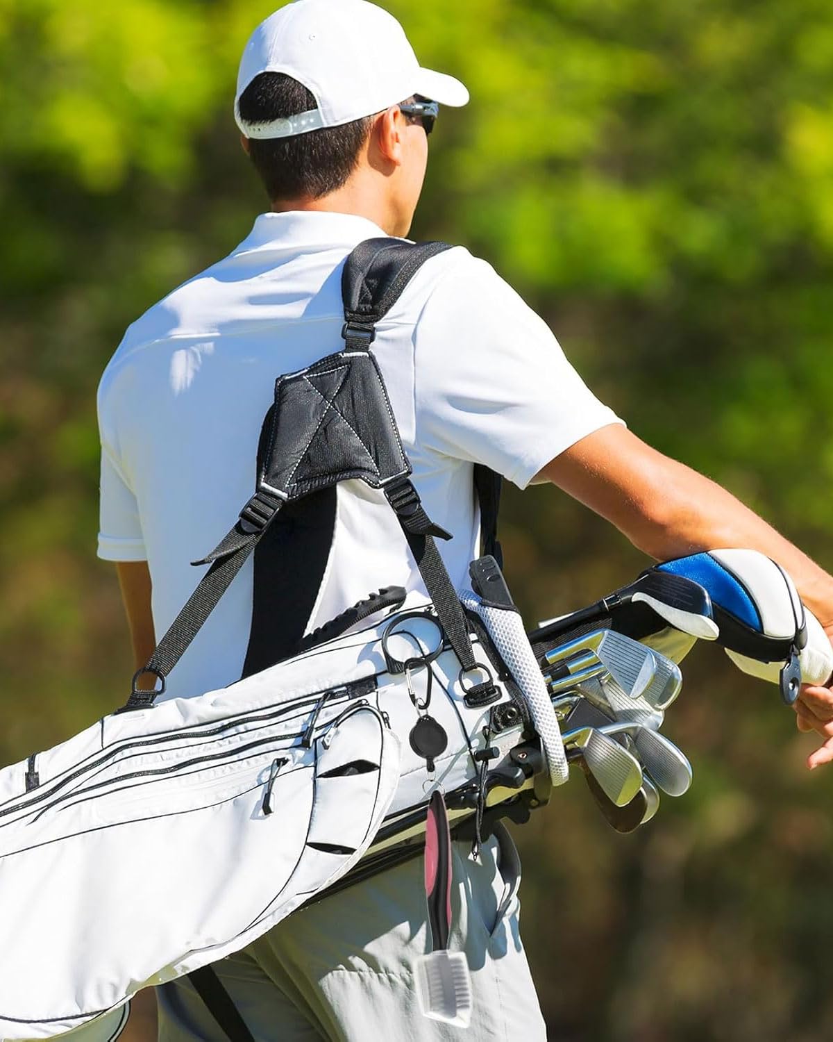 Spazzola per Mazze da Golf e Pulisci Groove Spazzola Doppio Lato Nylon, Acciaio con Setole per Pulire Faccia e Groove delle Mazze – Completo di Moschettone per Aggancio Comodo alla Sacca