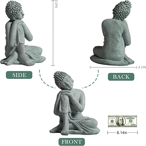 Vista 16 de Estatua de Little Buda para el hogar – Estatua de meditación de piedra hecha a mano de Buda sentado, Buda, Buda, estatua de Buda bebé Buda