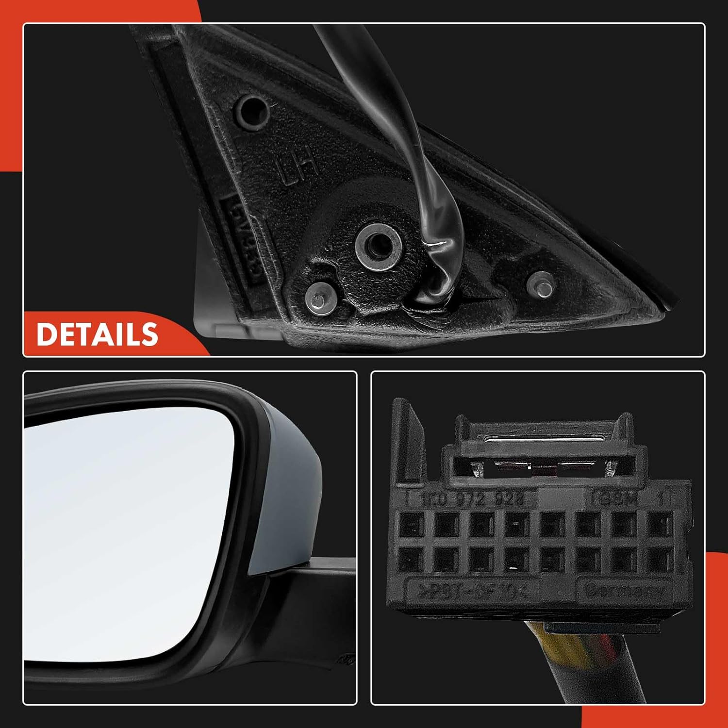 A-Premium Driver Side Power Door Mirror - Compatible with Volkswagen Passat 2016 2017 2018 2019 2020 - Heated Power Folding Black Outside Rear View Mirror w/Turn Signal - Replace# 561857507BF9B9