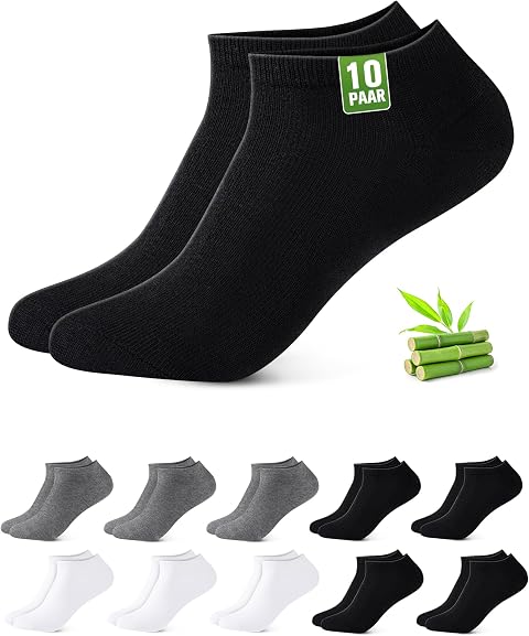 Calcetines Tobilleros Bambú Hombre Mujer 10/20 Pares, Transpirables | 80% Viscosa De Bambú, Transpirable, Antibacteriano, OEKO-TEX 100, Ideal Paseos, Uso Diario, Zapatillas, Calzado Casual