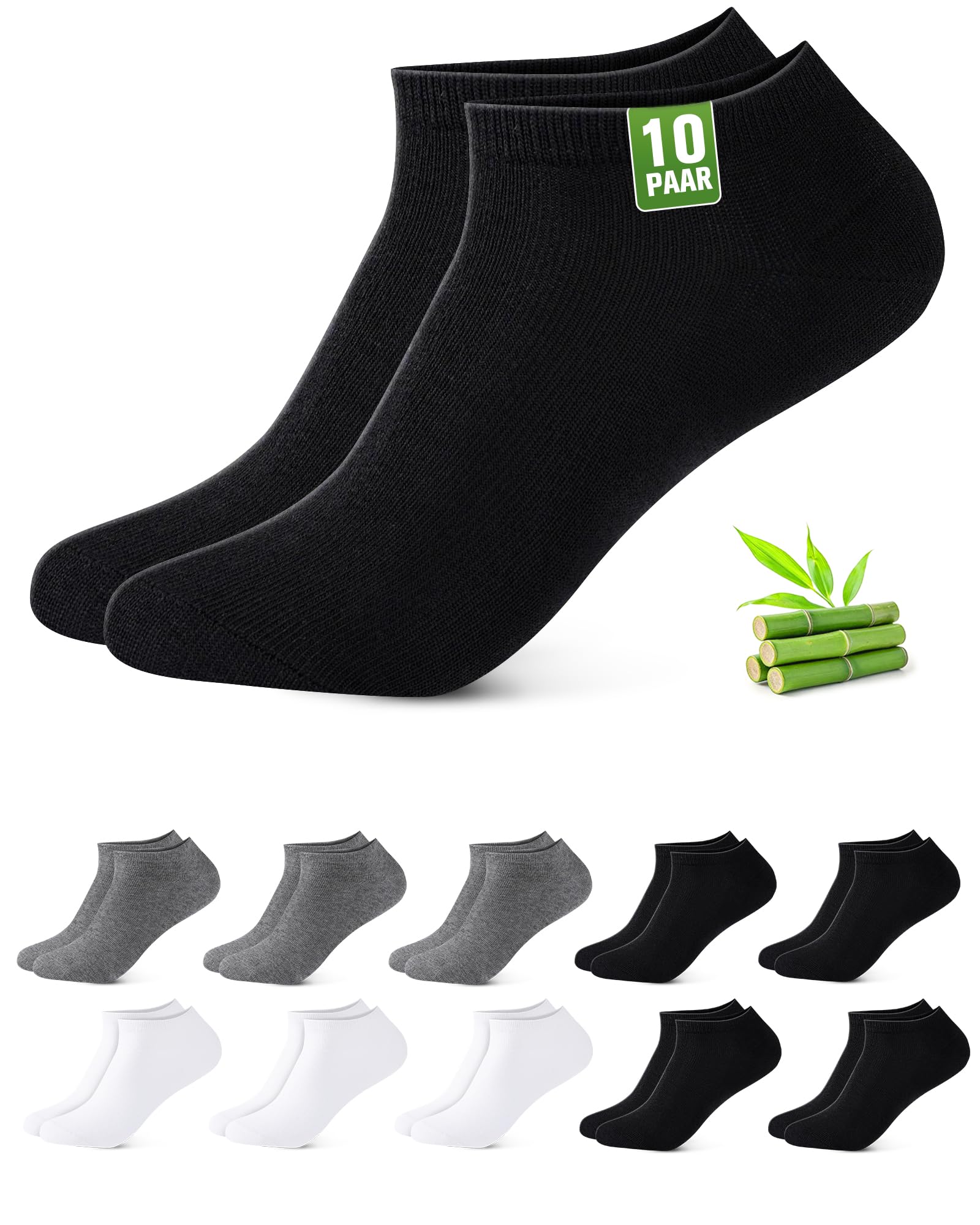 Effeet Calzini a Caviglia in Bambù per Uomini e Donne, 10/20 Paia Bassi – Assorbimento Umidità, Asciugatura Rapida, Ultra-Morbidi, Adatti alla Pelle, Traspiranti, Anti-Sudore