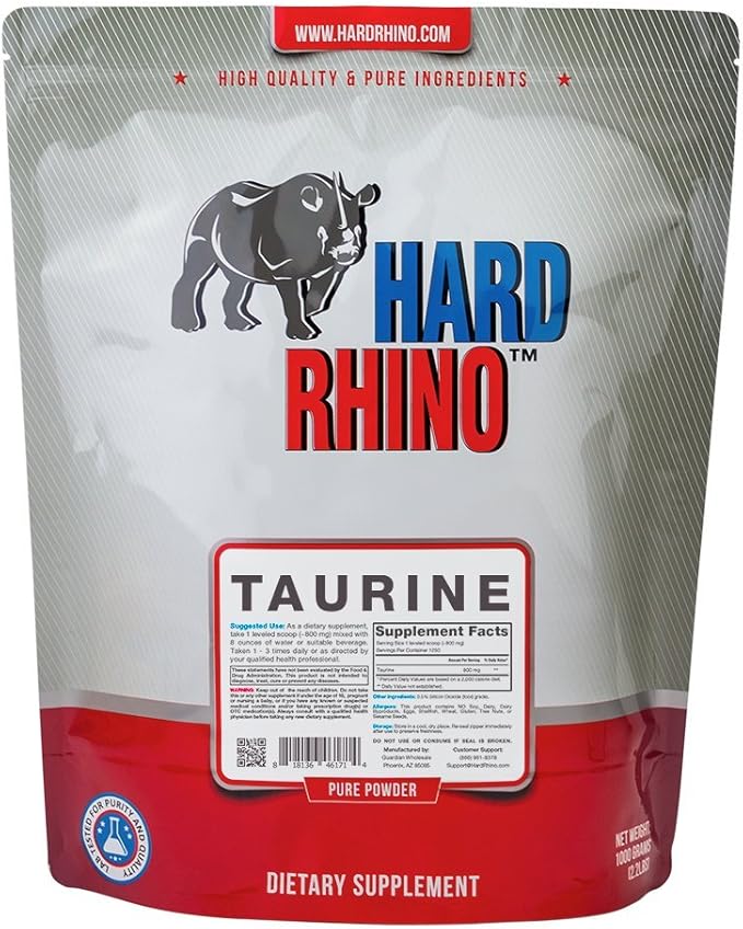 Amazon Com Hard Rhino Taurine Powder 1 Kilogram 2 2 Lbs Unflavored Lab Tested Scoop Included Health Household