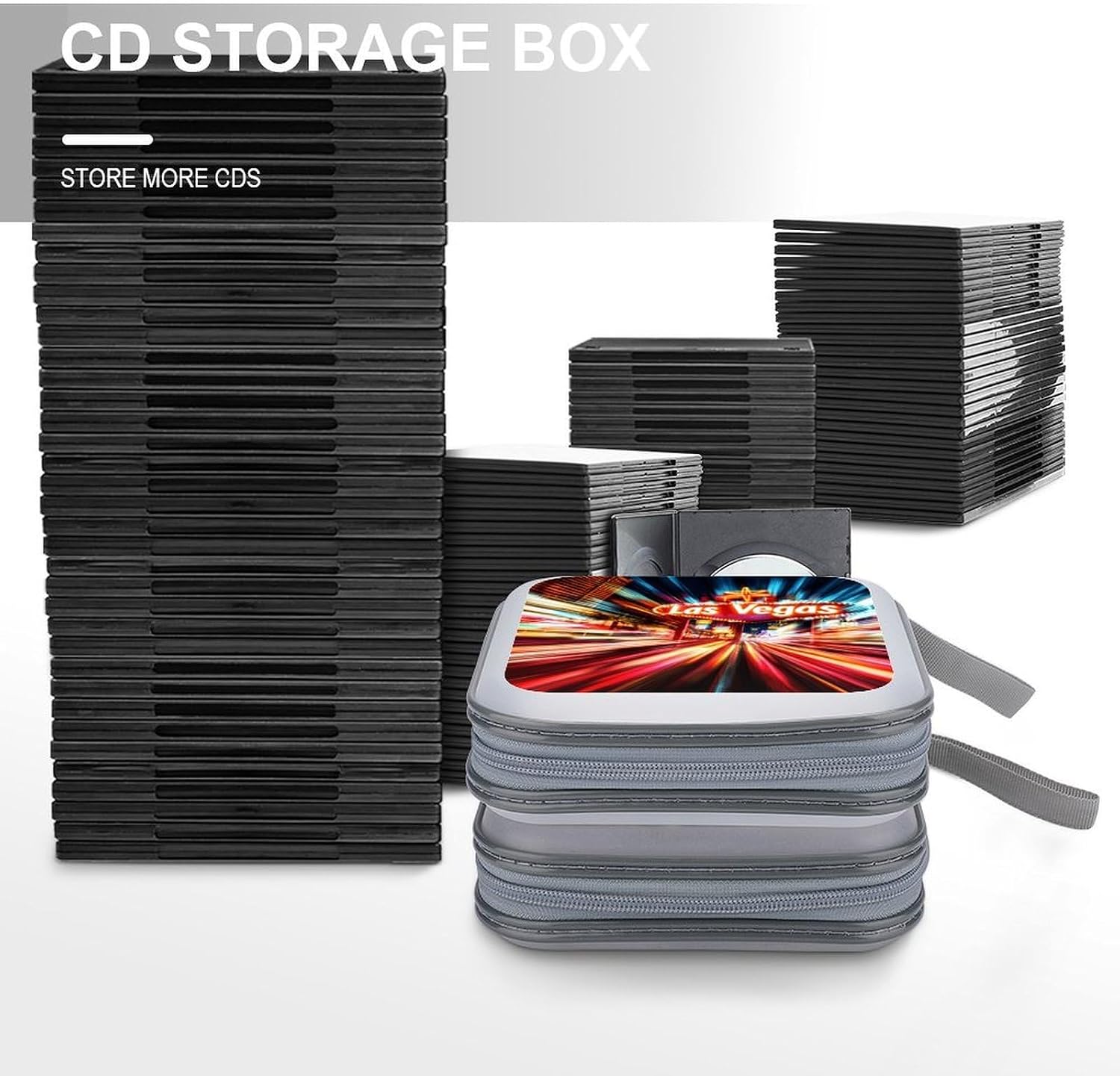 Abstract Las Vegas Protective CD Case Storage Rack 40 Capacity DVD Holder Organizer Car Travel